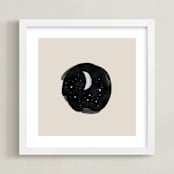 "Little Moon" - Art Print in Cream by Nancy Noreth - Framed