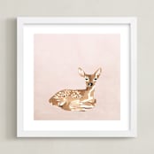 "Enchanted Deer 1" - Art Print in Blush by Teju Reval - Framed