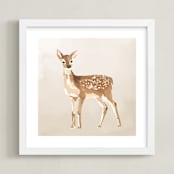 "Enchanted Deer 2" - Art Print in Sand by Teju Reval - Framed