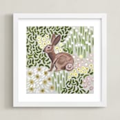 "Lone Rabbit" - Art Print in Grass by Jenny Westenhofer - Framed