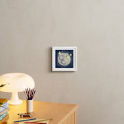 "Moon and 3 Stars " - Art Print in Midnight Blue by Carole Crohan - CaroleeXpressions - In a Room