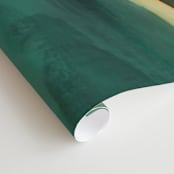 "Tranquil Harbor" - Wall Mural in Teal by AlisonJerry - Close-up