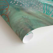 "Grey Thoughts" - Wall Mural in Aqua by Maggie Ramirez Burns - Close-up