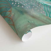 "Grey Thoughts" - Wall Mural in Aqua by Maggie Ramirez Burns - Close-up