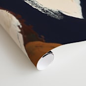 "Abstract Botanical Navy Shadows #2" - Wall Mural in dark navy blue by Caryn Owen - Close-up