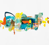 "The Lake and the Trees" - Wall Mural in Aqua by Erin McCluskey Wheeler - Full Size