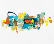 "The Lake and the Trees" - Wall Mural in Aqua by Erin McCluskey Wheeler - Full Size