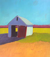"Pumpkin Shed" - Wall Mural in Grass by Carol C. Young - Full Size