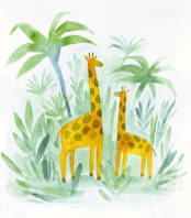 "Giraffes on Holiday" - Wall Mural in Jungle by Rebecca Daublin - Full Size