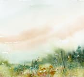 "MeadowLand" - Wall Mural in Peach by Lindsay Megahed - Full Size