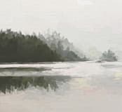 "LakeView II" - Wall Mural in Misty Grey by Amy Hall - Full Size