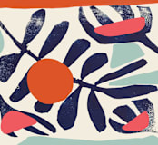 "Garden Remixed and Reimagined" - Wall Mural in Midnight Blue by Deborah Velasquez - Full Size