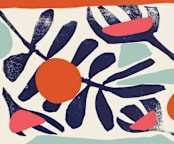 "Garden Remixed and Reimagined" - Wall Mural in Midnight Blue by Deborah Velasquez - Full Size