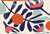 "Garden Remixed and Reimagined" - Wall Mural in Midnight Blue by Deborah Velasquez - Full Size