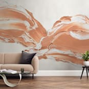 "Lost in Time" - Wall Mural in Orange by Sarah Lund - In a Room