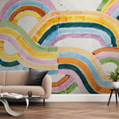 "Sun River" - Wall Mural in Orange by Lise Gulassa - In a Room