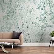 "Batik Forest" - Wall Mural in Leaf by Karen Kaul - In a Room
