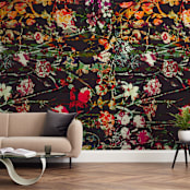 "Painted midnight garden" - Wall Mural in Carbon by Teo - In a Room