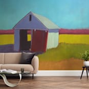 "Pumpkin Shed" - Wall Mural in Grass by Carol C. Young - In a Room