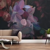 "Midnight Petals" - Wall Mural in Midnight by Amy Hall - In a Room