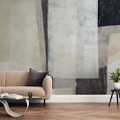 "History Repeats" - Wall Mural in Beige by Jennifer Daily - In a Room