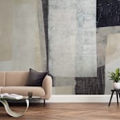 "History Repeats" - Wall Mural in Beige by Jennifer Daily - In a Room