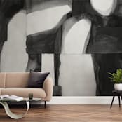 "Construct 1" - Wall Mural in Black and White by Ashleigh Ninos - In a Room