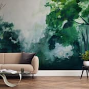 "Homeland" - Wall Mural in Forest Green by Brittany Fan - In a Room