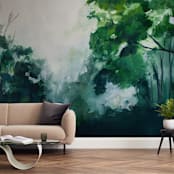 "Homeland" - Wall Mural in Forest Green by Brittany Fan - In a Room
