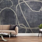 "Squiggles" - Wall Mural in Blue Grey by Camille Pietrow - In a Room