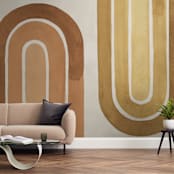 "Double Rainbow" - Wall Mural in Goldenrod by Pink House Press - In a Room