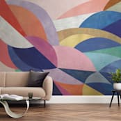 "Architecture of Flow" - Wall Mural in Blush by melanie mikecz - In a Room