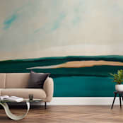 "Hawaiian Reef" - Wall Mural in Coral by Caryn Owen - In a Room