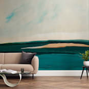 "Hawaiian Reef" - Wall Mural in Coral by Caryn Owen - In a Room