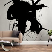 "synapse" - Wall Mural in charcoal by Ilana Greenberg - In a Room