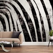 "Waterfall" - Wall Mural in charcoal by Leanne Friedberg - In a Room