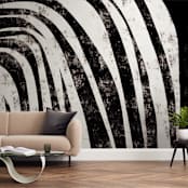"Waterfall" - Wall Mural in charcoal by Leanne Friedberg - In a Room