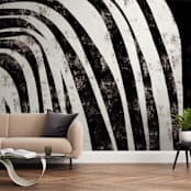 "Waterfall" - Wall Mural in charcoal by Leanne Friedberg - In a Room