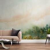 "MeadowLand" - Wall Mural in Peach by Lindsay Megahed - In a Room