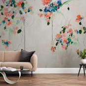 "Cascade" - Wall Mural in Peach by Sonal Nathwani - In a Room