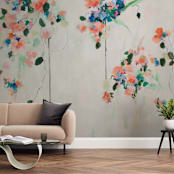 "Cascade" - Wall Mural in Peach by Sonal Nathwani - In a Room