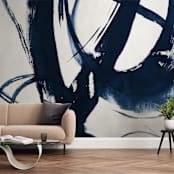 "Quietly Alive" - Wall Mural in Navy by Roann Mathias - In a Room