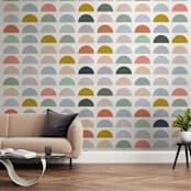 "Spectrum Tiles" - Wall Mural in Lavender by Katharine Watson - In a Room