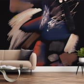 "Pastel abstract splattering" - Wall Mural in charcoal by Oana Prints - In a Room