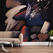 "Pastel abstract splattering" - Wall Mural in charcoal by Oana Prints - In a Room