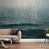 "Snows of Pend Oreille" - Wall Mural in Navy by Brian Sostrom - In a Room