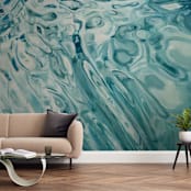 "Slip" - Wall Mural in Aqua by Kelly Johnston - In a Room
