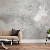"Melody in White" - Wall Mural in misty grey by Teodora Guererra - In a Room