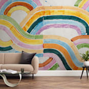 "Sun River" - Wall Mural in Orange by Lise Gulassa - In a Room