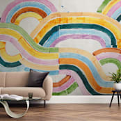"Sun River" - Wall Mural in Orange by Lise Gulassa - In a Room